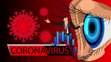 Finansal korona virüs etkisi. İş adamları, ön taraftaki görüş bozukluklarını işaret ediyor. Motion graphic stok eith şamdan süslemesinin çizimi