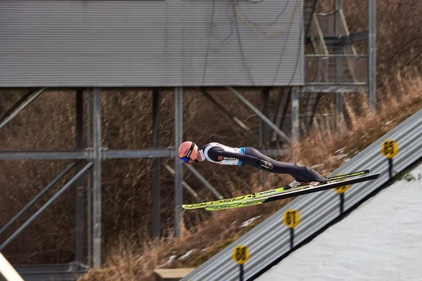 Rasnov Roumanie Février Sauteur Ski Inconnu Participe Coupe Monde Fis — Photo