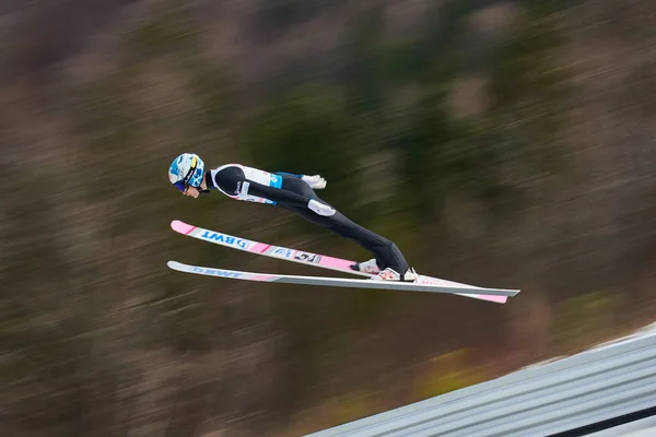 Rasnov Roumanie Février Sauteur Ski Inconnu Participe Coupe Monde Fis — Photo