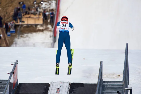 Rasnov Roumanie Février Sauteur Ski Inconnu Participe Coupe Monde Fis — Photo