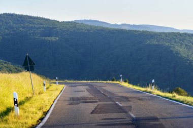 Asfalt yol yeşil Orman Hills