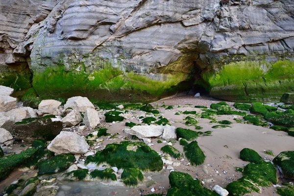 Cliff de Cap Blanc Nez com uma caverna — Fotografia de Stock