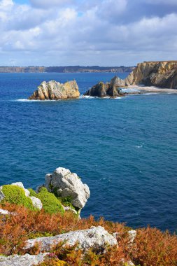 Bir okyanus plaj Pointe de Toulinguet görünümünü 