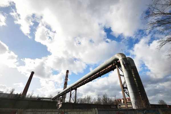 Heat main near heat and power central in Riga — Stock Photo, Image