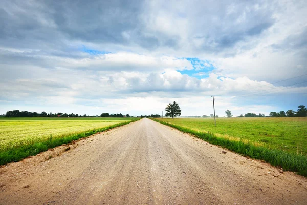 Çakıl yol Letonya kırsal kesimde — Stok fotoğraf