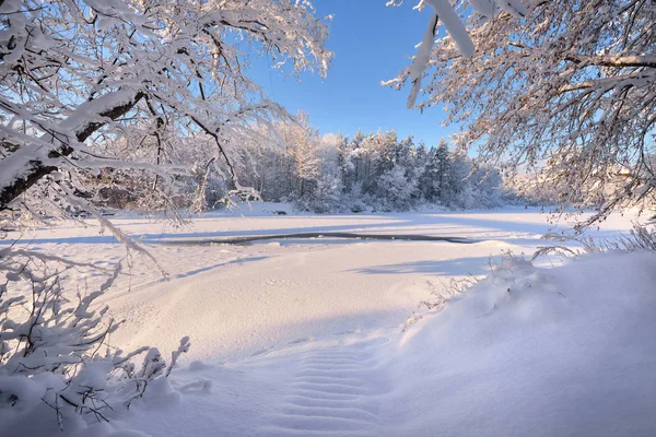 Frozen Gauja vista sul fiume — Foto Stock