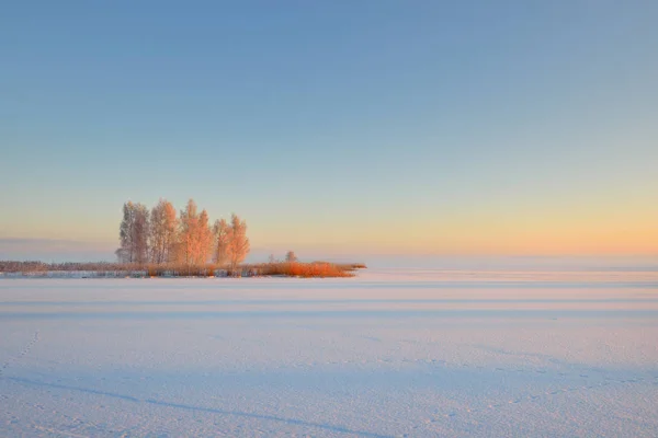 Sunrise at a frozen lake in Riga — Stock Photo, Image