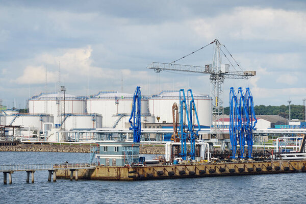 Port cranes in Ventspils oil terminal