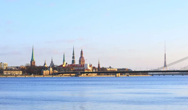 Panorama of Riga with Daugava river — Stock Photo, Image