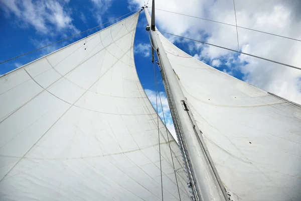 Kijk omhoog naar de mast van een zeilboot — Stockfoto