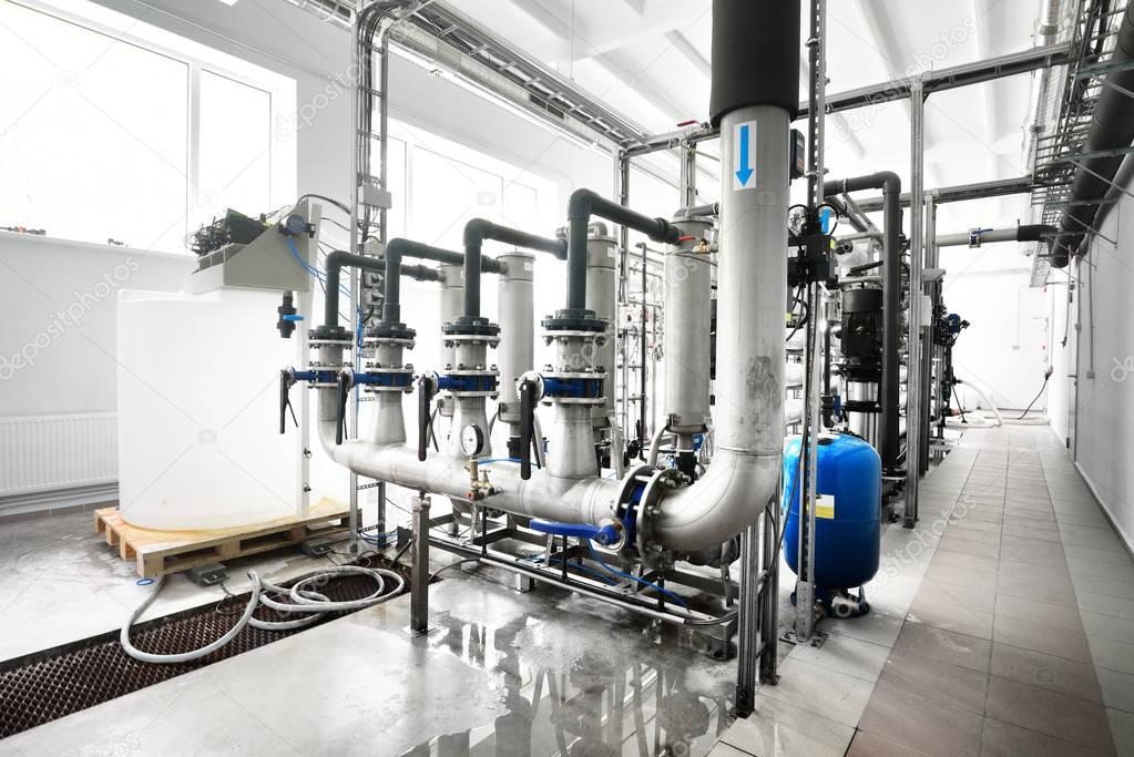 industrial water treatment and boiler room