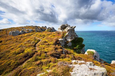 Bir okyanus plaj Pointe de Toulinguet görünümünü 