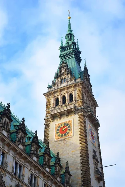 Torre Dell Orologio Del Municipio Amburgo — Foto Stock