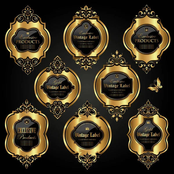 Luxury ornamental gold labels — Stock Vector