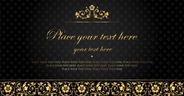 Invitation card design - luxury black and gold vintage style — Stock Vector