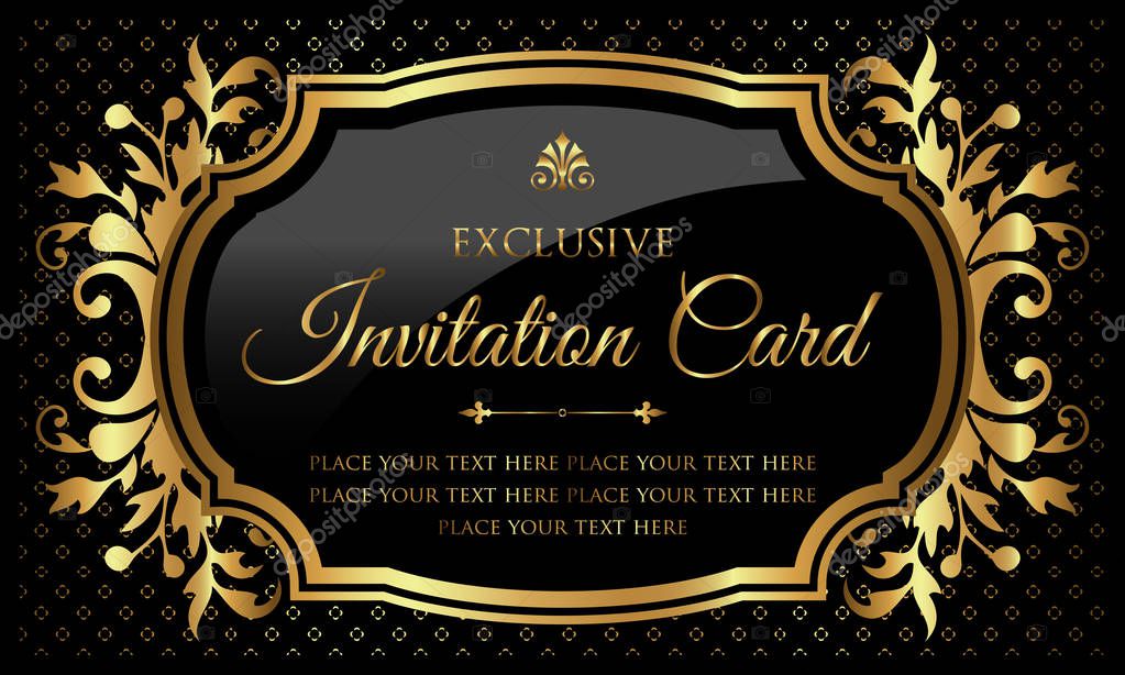 Download Carte d'invitation - design de luxe noir et or style ...