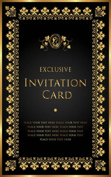 Diseño de la tarjeta de invitación - estilo negro y dorado — Archivo Imágenes Vectoriales