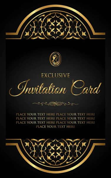 Design di lusso - Biglietto d'invito - stile nero e oro — Vettoriale Stock