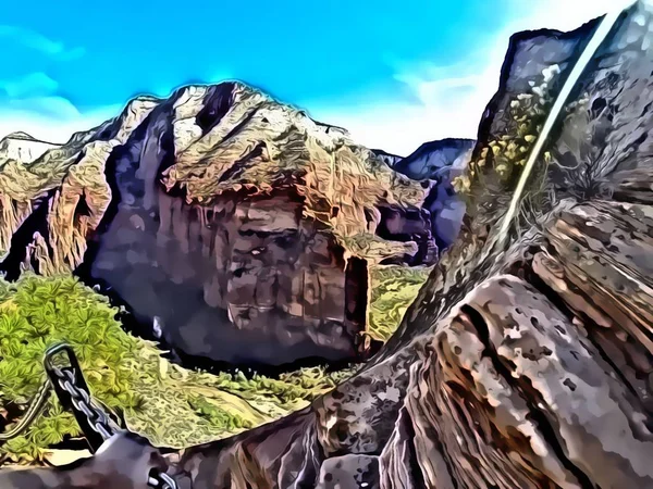 Pintura Digital Parque Nacional Zion Partir Angel Landing — Fotografia de Stock