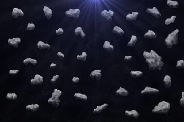 Illustratie Schilderij Van Asteroïden Asteroïde Veld Ruimte Met Lichtstralen Van — Stockfoto