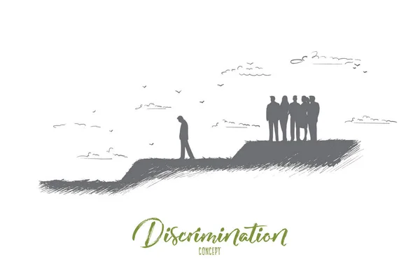 Concept de discrimination. Vecteur isolé dessiné à la main . — Image vectorielle