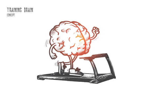 Concept de cerveau d'entraînement. Vecteur isolé dessiné à la main . — Image vectorielle