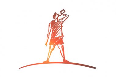 Elle çizilmiş adam içme suyu sonra spor