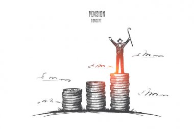 Emeklilik kavramı. Elle çizilmiş izole vektör.