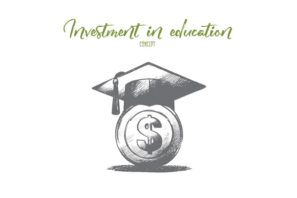 Investeringar i utbildning koncept. Hand dras isolerade vektor. — Stock vektor