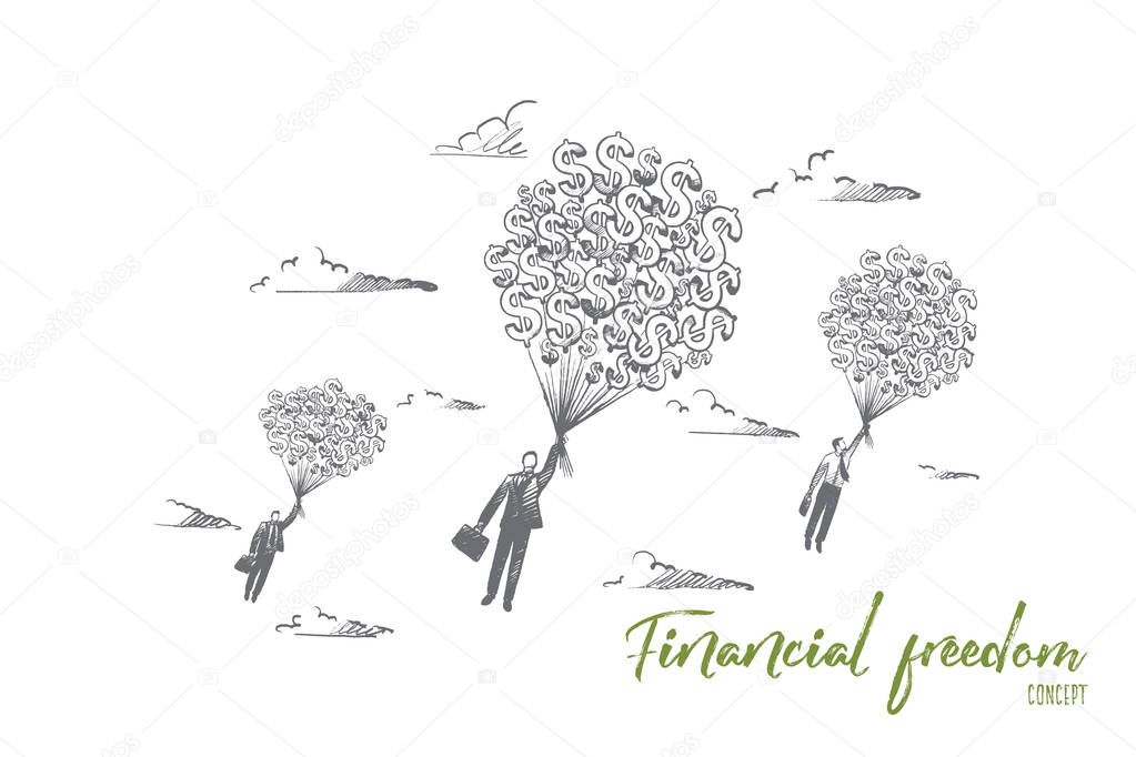 Financial freedom concept. Hand drawn isolated vector.