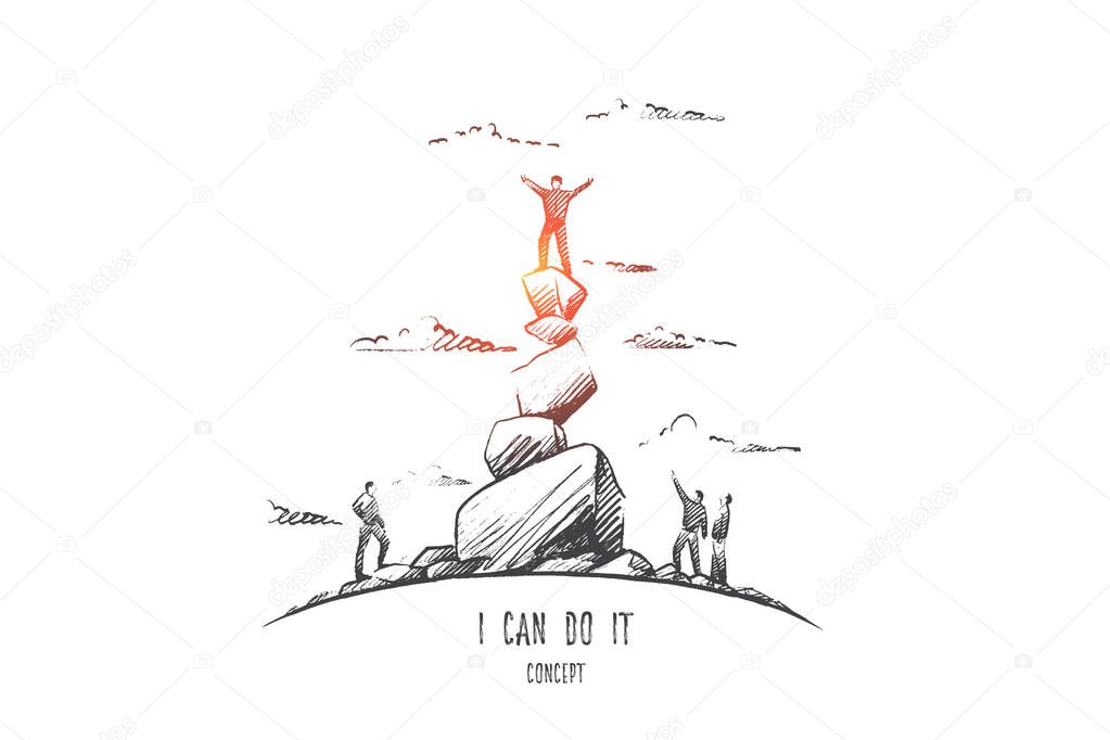 I can do it concept. Hand drawn isolated vector.