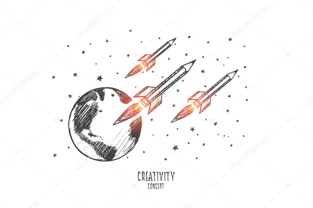 Creativity concept. Hand drawn isolated vector.