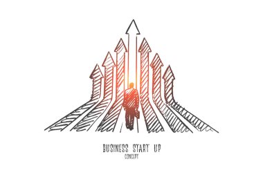 Kavram işe başlamak. Elle çizilmiş izole vektör.