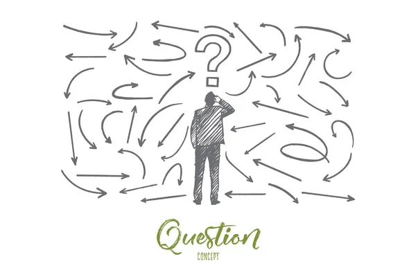 Soru kavramı. Elle çizilmiş izole vektör.