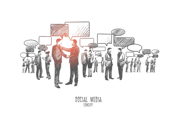 Concept de médias sociaux. Vecteur isolé dessiné à la main . — Image vectorielle