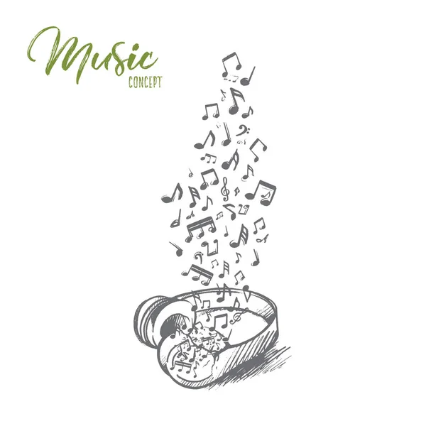 Music concept. Hand drawn isolated vector. — Stock Vector