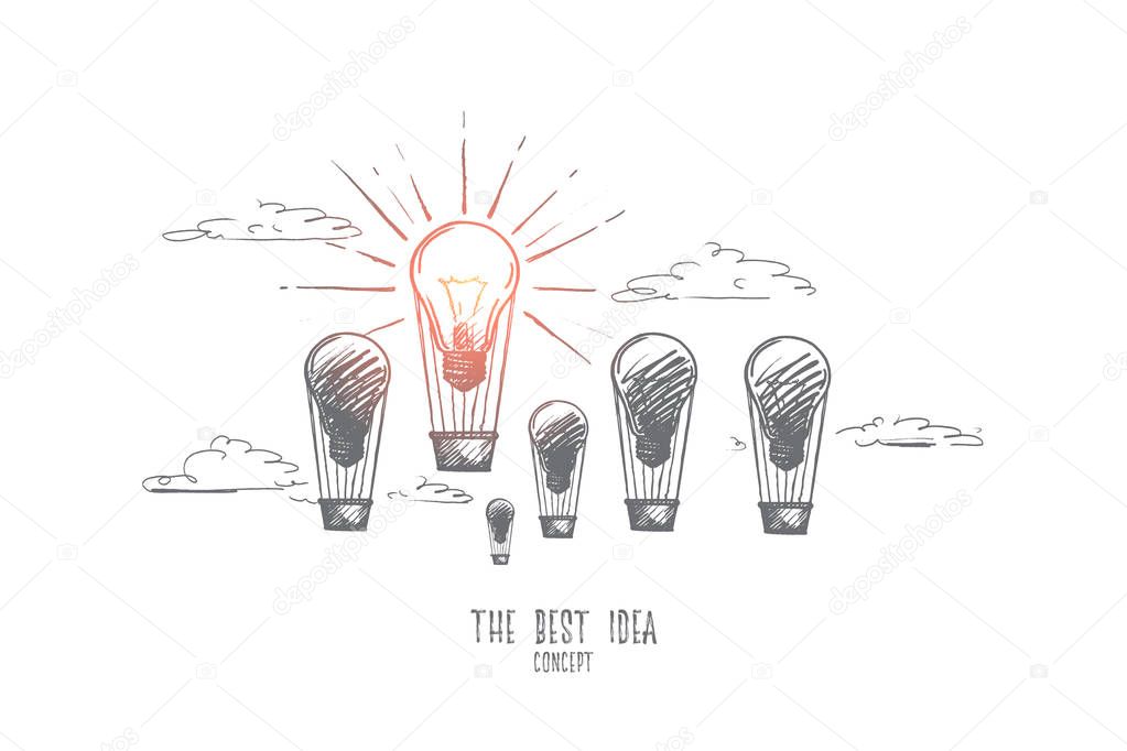 The best idea concept. Hand drawn isolated vector.