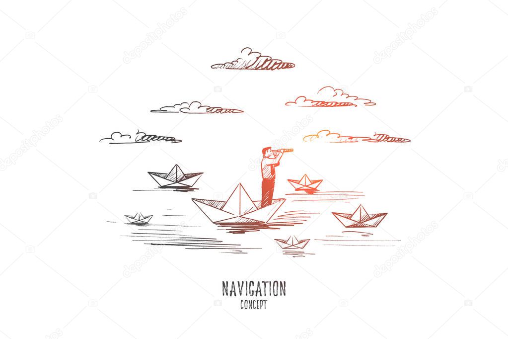 Navigation concept. Hand drawn isolated vector.