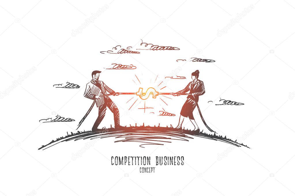 Competition business concept. Hand drawn isolated vector.