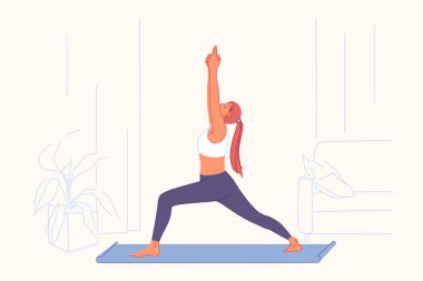 Spor egzersizleri, yoga pratiği, aktif yaşam tarzı konsepti.