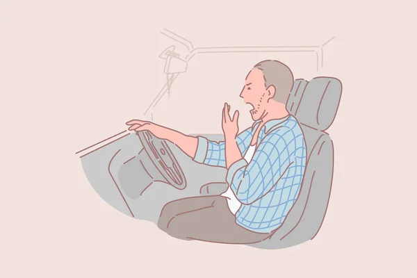 Uykulu, sarhoş, yorgun, kamyon şoförü konsepti