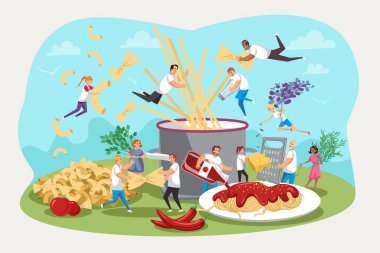 Makarna, mutfak, aile toplantıları, yemek konsepti.