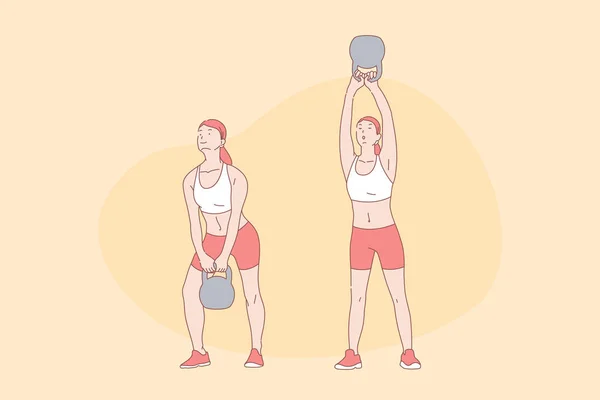 Ejercicios deportivos, entrenamiento, entrenamiento funcional, concepto de estilo de vida activo — Vector de stock