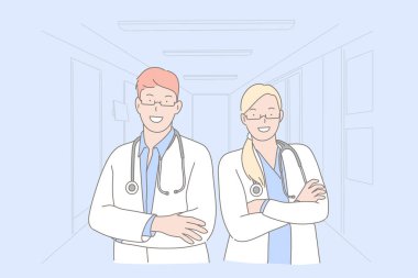 Doktorlar, sağlık çalışanları, hastane personeli konsepti.