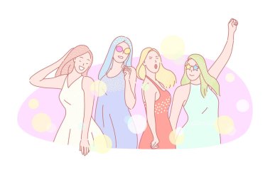 Gece kulübü dansı, gece partisi, kadın şirket partisi konsepti.