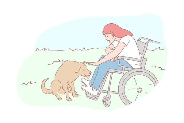 Καλοσύνη, φροντίδα αστέγων ζώων, έννοια της συμπάθειας — Διανυσματικό Αρχείο