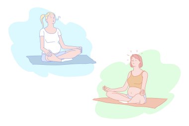 Hamile kadınlar için yoga, meditasyon, stres atma, sakinlik ve huzur konsepti