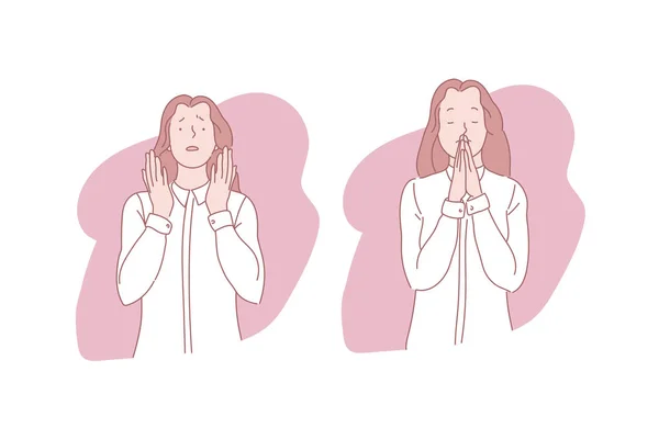 Pray, orison, verbal and silent appeal concept — 스톡 벡터