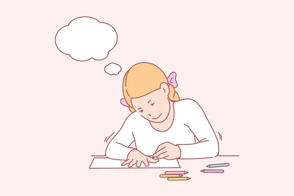 Creative, art, learning, hands, childhood, thought bubble concept — 스톡 벡터