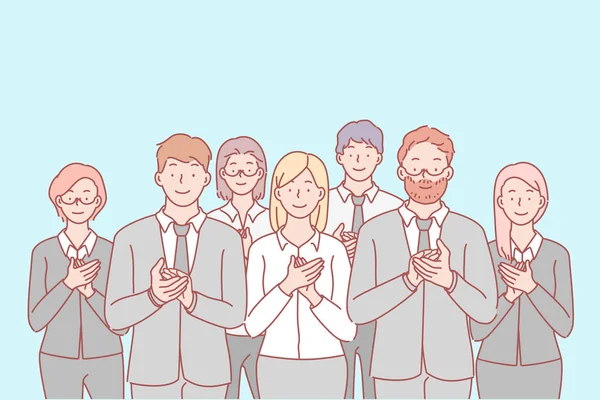 Equipo de negocios, felicitaciones, concepto de aplausos — Vector de stock